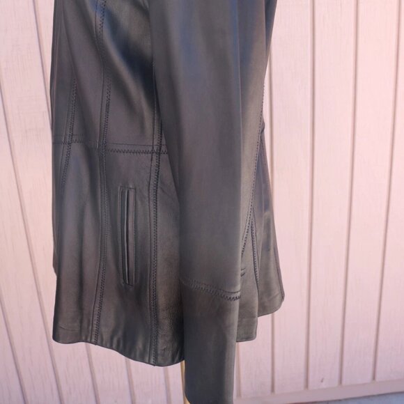 Womens 100% Leather Black Jacket Jones New York Size Large, Soft Butter Leather - Picture 5 of 13
